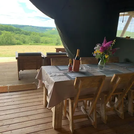 Safari Tent With A Beautiful View At Lot Sous Toile Luxury tent Montamel